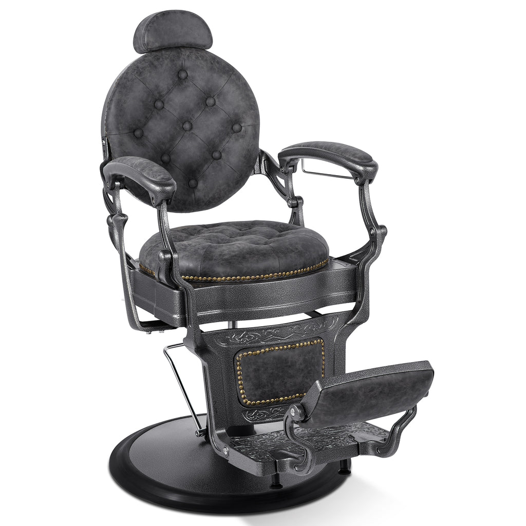 #5751 Retro Barber Chair Heavy Duty Vintage Salon Chair Grey