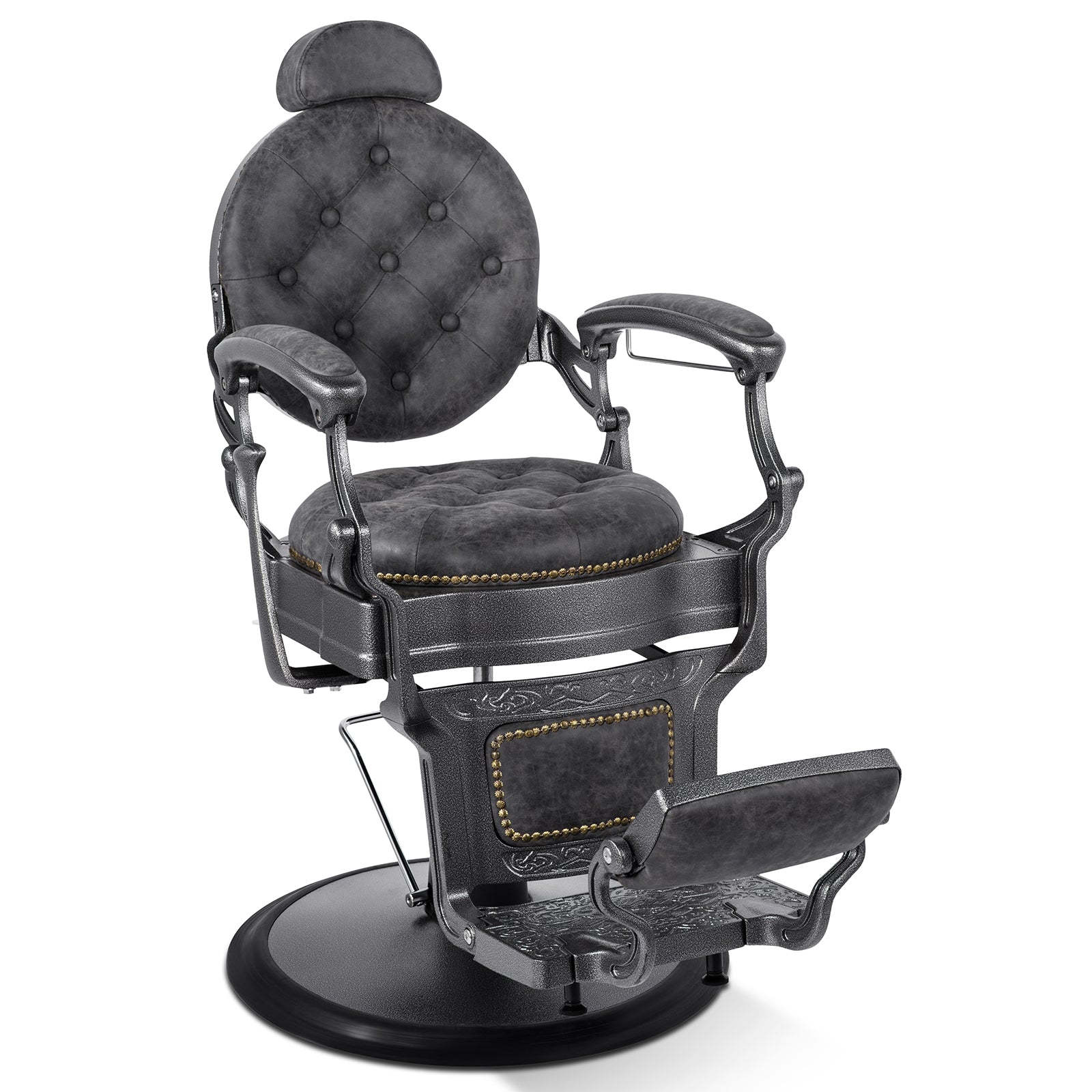 #5751 Retro Barber Chair Heavy Duty Vintage Salon Chair Grey