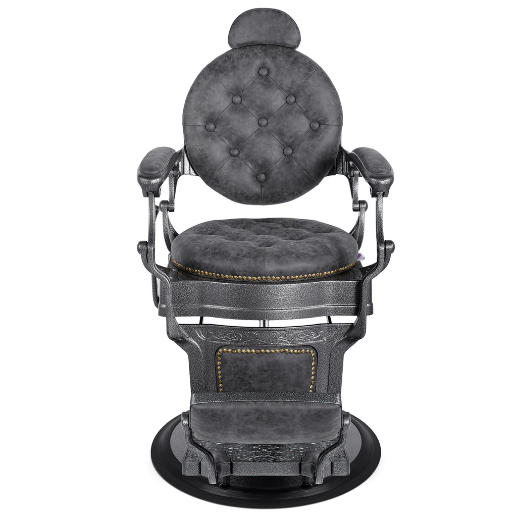 #5751 Retro Barber Chair Heavy Duty Vintage Salon Chair Grey