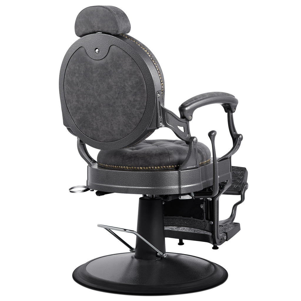 #5751 Retro Barber Chair Heavy Duty Vintage Salon Chair Grey
