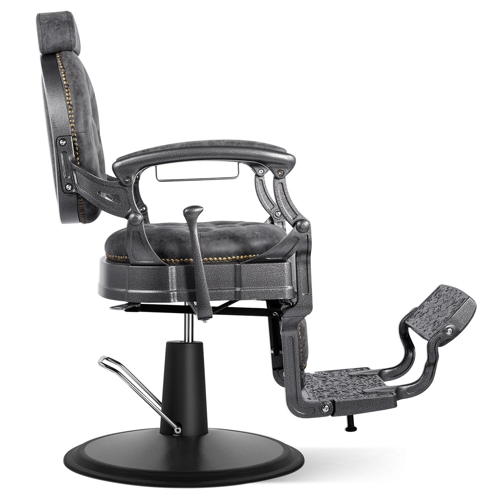 #5751 Retro Barber Chair Heavy Duty Vintage Salon Chair Grey