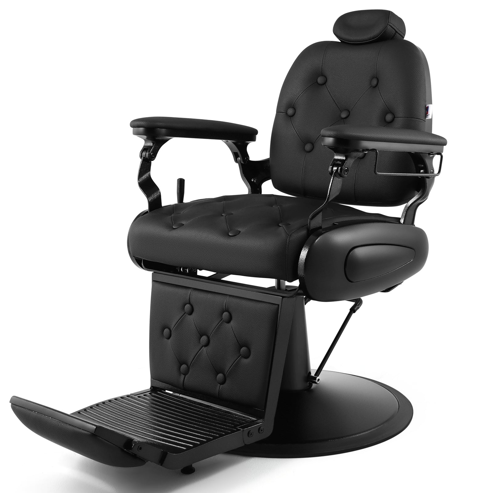 #5079 Barber Chair, Barber Chairs Professional, Vintage Barber Chair Style, Reclining Hydraulic Salon Chair, Locking Recline & 360?? Swivel, Heavy-Duty Round Base, PU Leather Barbershop