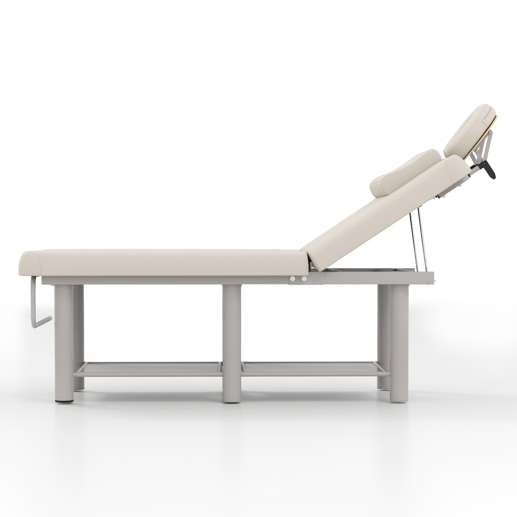 #7822 Heavy Duty Wide Stationary Massage Table Metal Frame PU Leather Spa Facial Professional Adjustable Massage Bed with Open-Chest & Headrest for Treatment Physical Therapy Tatoo Salon Equipment
