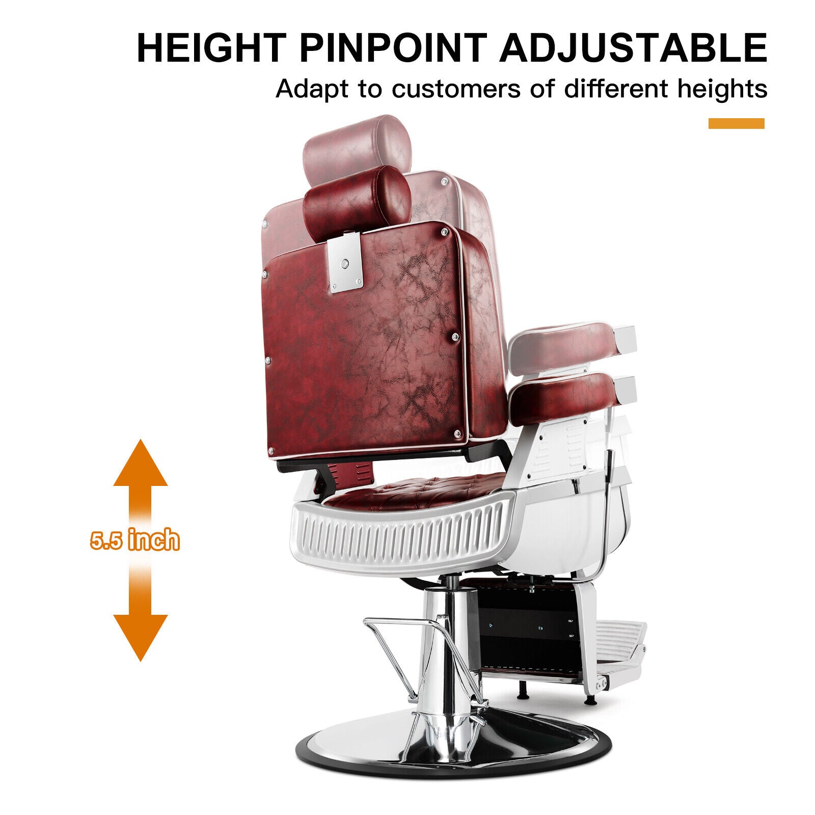 #5173 Vintage Heavy Duty Recline Hydraulic Barber Chair (Burgundy)
