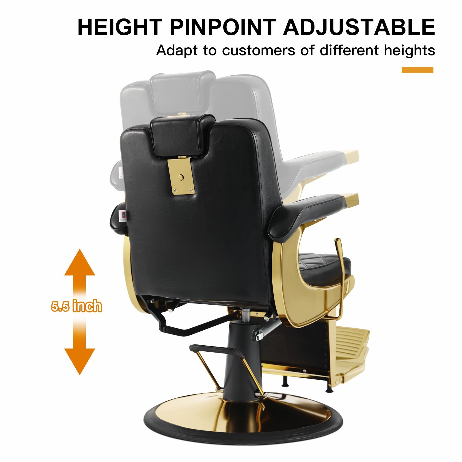 #5636 Prestige Wide Backrest Barber Chair Gold and Black