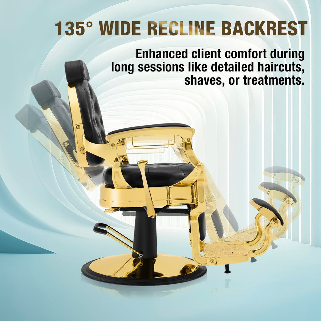 #5657 Barber Chair Classic Hydraulic Professional Vintage Heavy Duty Barber Chair with Adjustable Height Headrest for Salon & Home