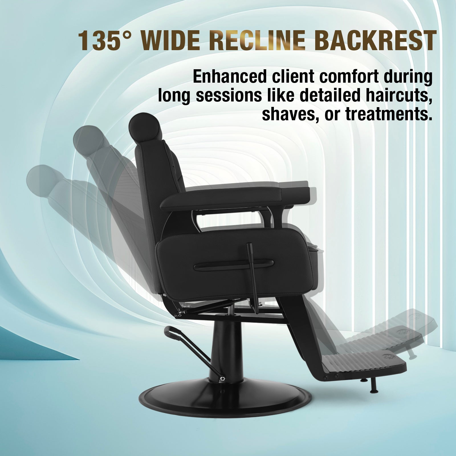 #5081 Artist hand Barber Chair, Vintage Barber Chair Style, Reclining Hydraulic Salon Chair, Locks in Recline & Rotation, Smooth Hydraulic Lift, PU Leather, Heavy-Duty Salon Chair for Barbershop