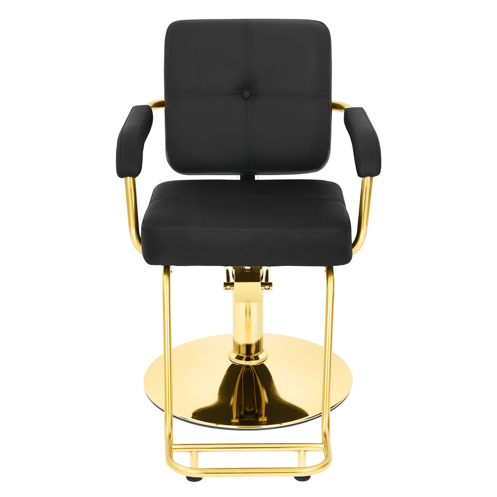 #5089 Black and Gold Salon Chair, Professional Hair Stylist Chair with Heavy Duty Hydraulic Pump, 360 Degree Swivel Styling Chair, Beauty Salon Equipment, Load Capacity 330 lbs