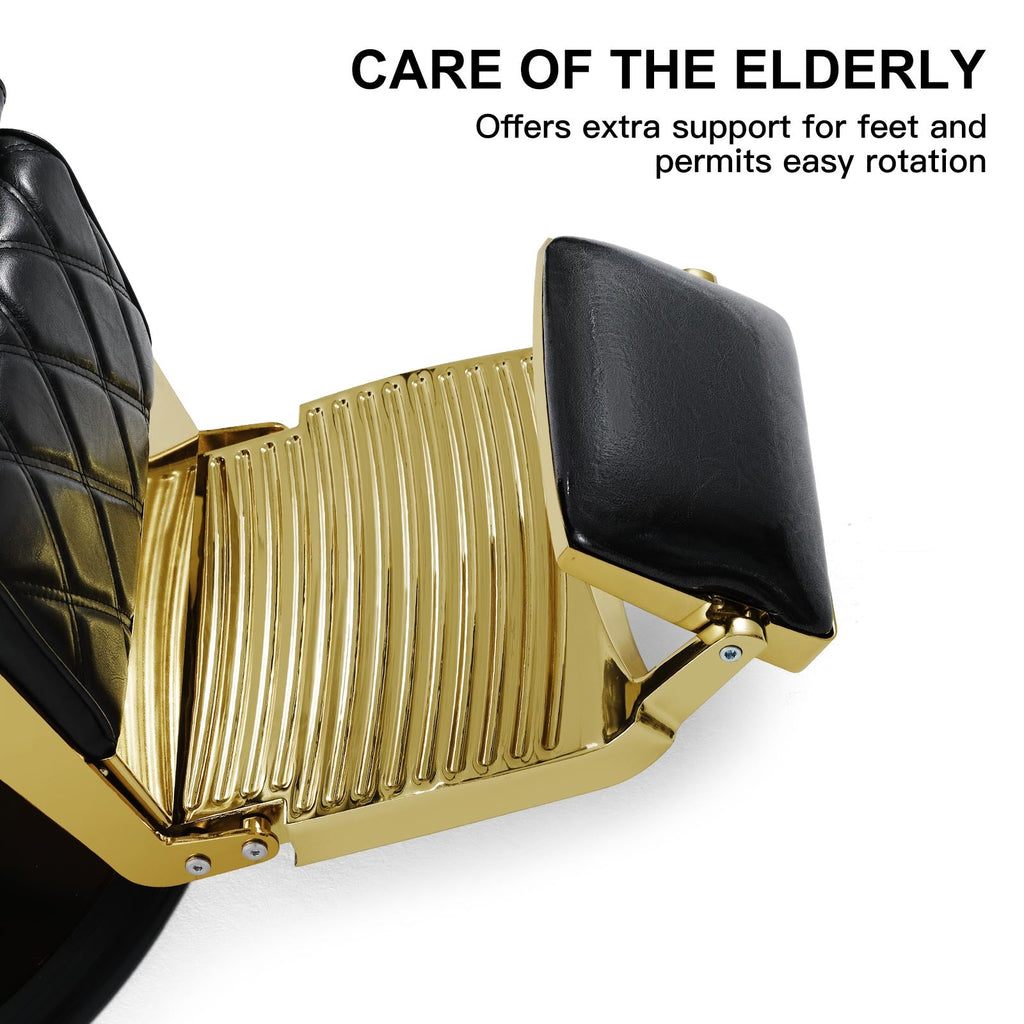 #5636 Prestige Wide Backrest Barber Chair Gold and Black
