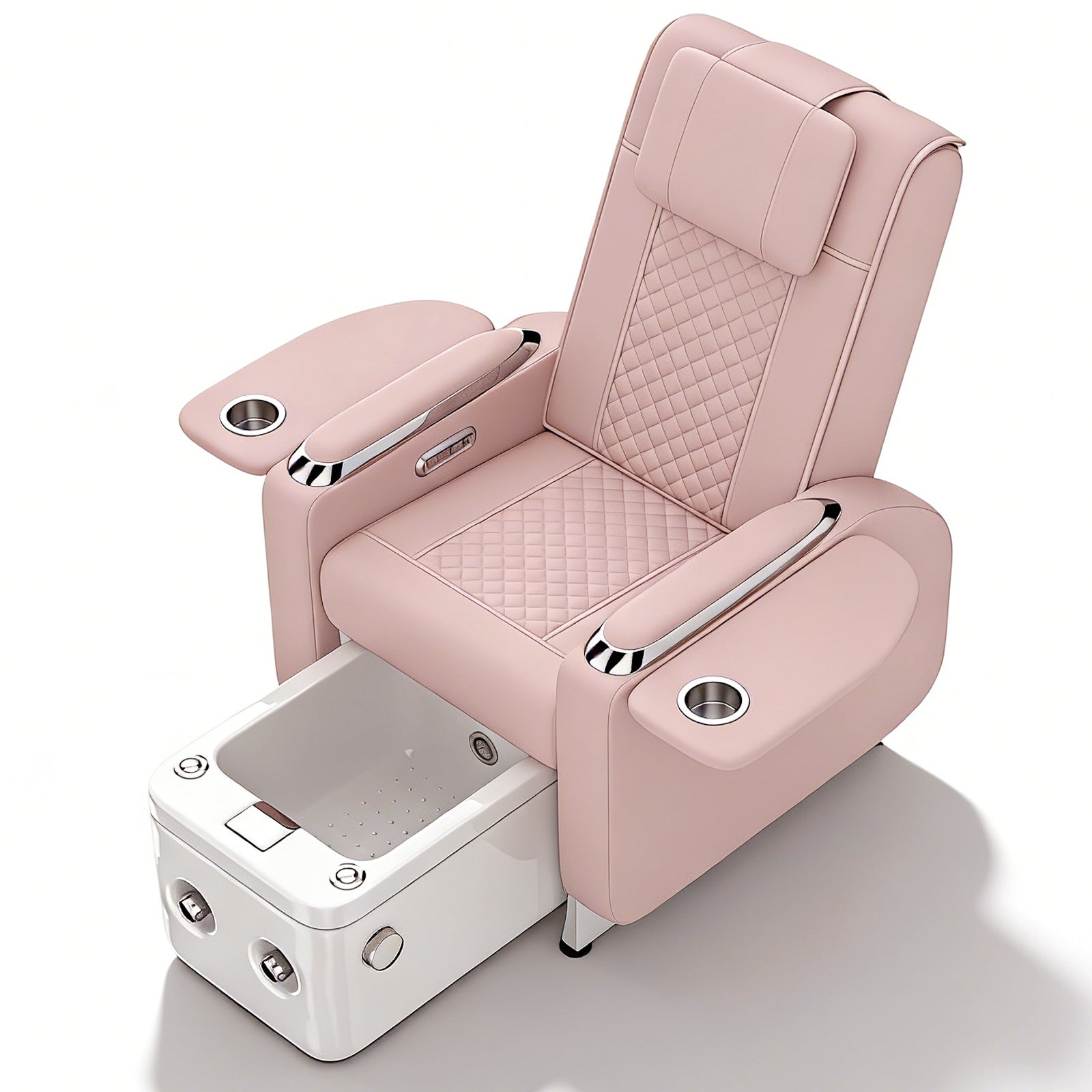 #1483 Spa Chair with Foot Spa Basin, Manicure & Massage Chair, Electric Recline, 4-Head Back Massage, Hot/Cold Water Controls, LED Light & Jet Tub, Fast Drain Pump, Pull-Out Bowl