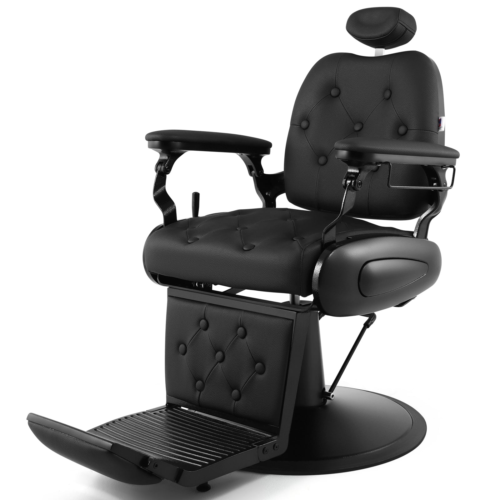 #5079 Barber Chair, Barber Chairs Professional, Vintage Barber Chair Style, Reclining Hydraulic Salon Chair, Locking Recline & 360?? Swivel, Heavy-Duty Round Base, PU Leather Barbershop