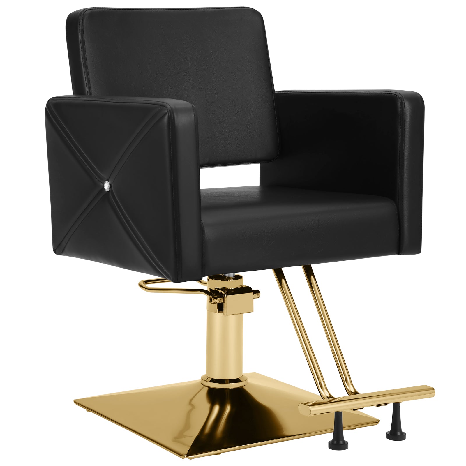 #5237 Hair Salon Chair Black and Gold, Hydraulic Styling Chair with Heavy Duty Pump, 360 Degree Swivel Barber Chair, Beauty Salon Equipment for Hair Stylist, Max Load 330 Lbs