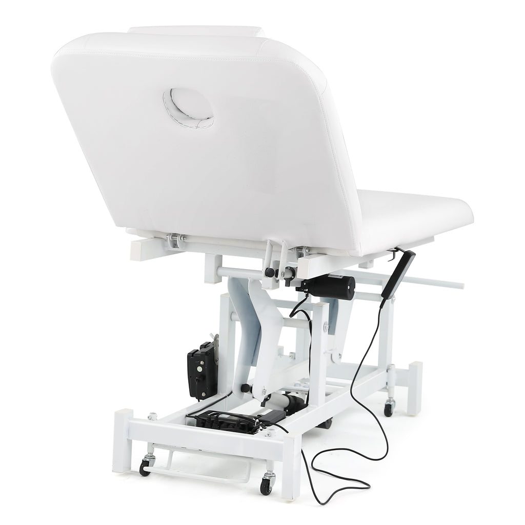 #2010 Electrical Facial Bed for Esthetician 110V Removable Massage Table 2 Motor Beauty Bed Medical Aesthetic Tattoo Chair with Adjustments, Hand/Foot-Operated,White