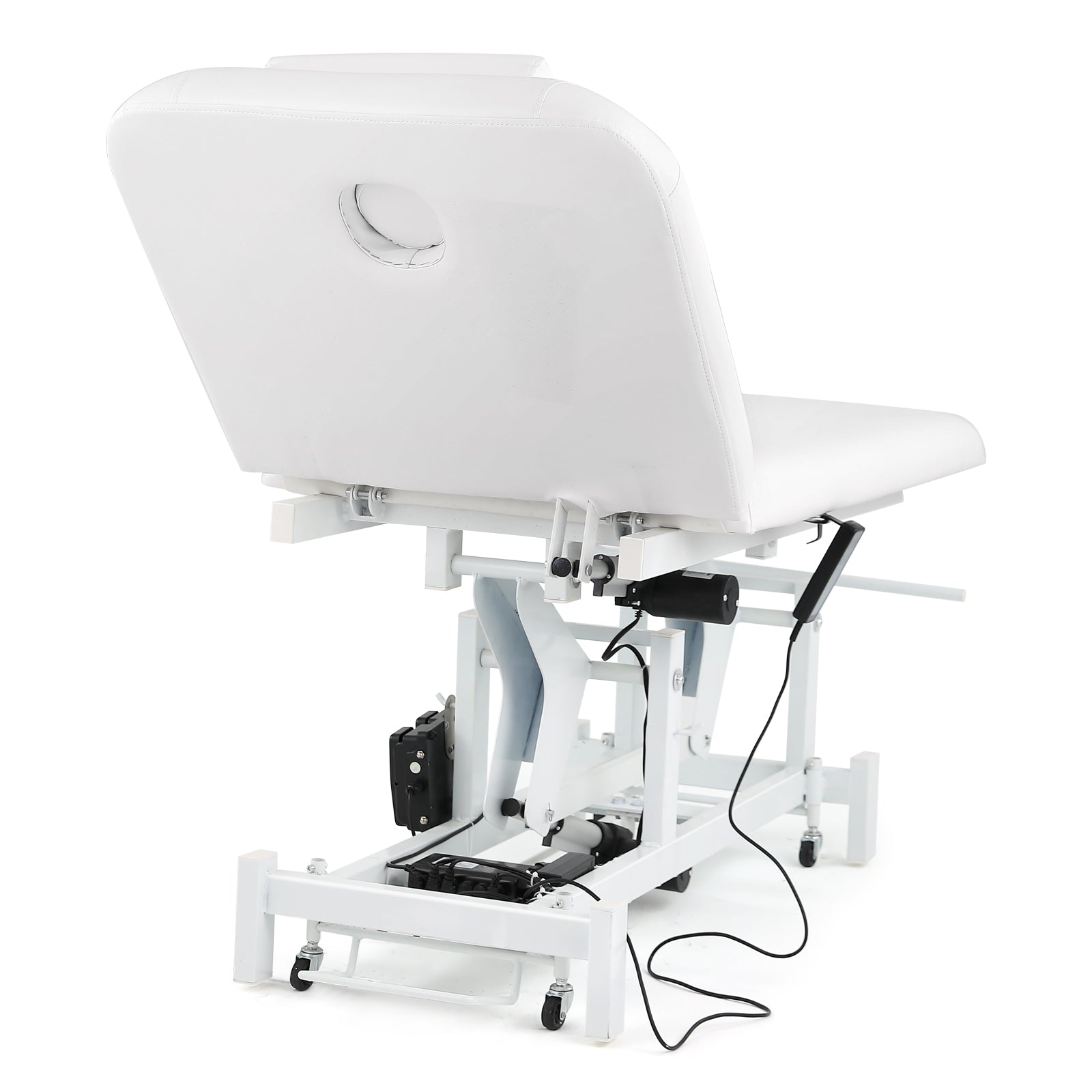 #2010 Electrical Facial Bed for Esthetician 110V Removable Massage Table 2 Motor Beauty Bed Medical Aesthetic Tattoo Chair with Adjustments, Hand/Foot-Operated,White