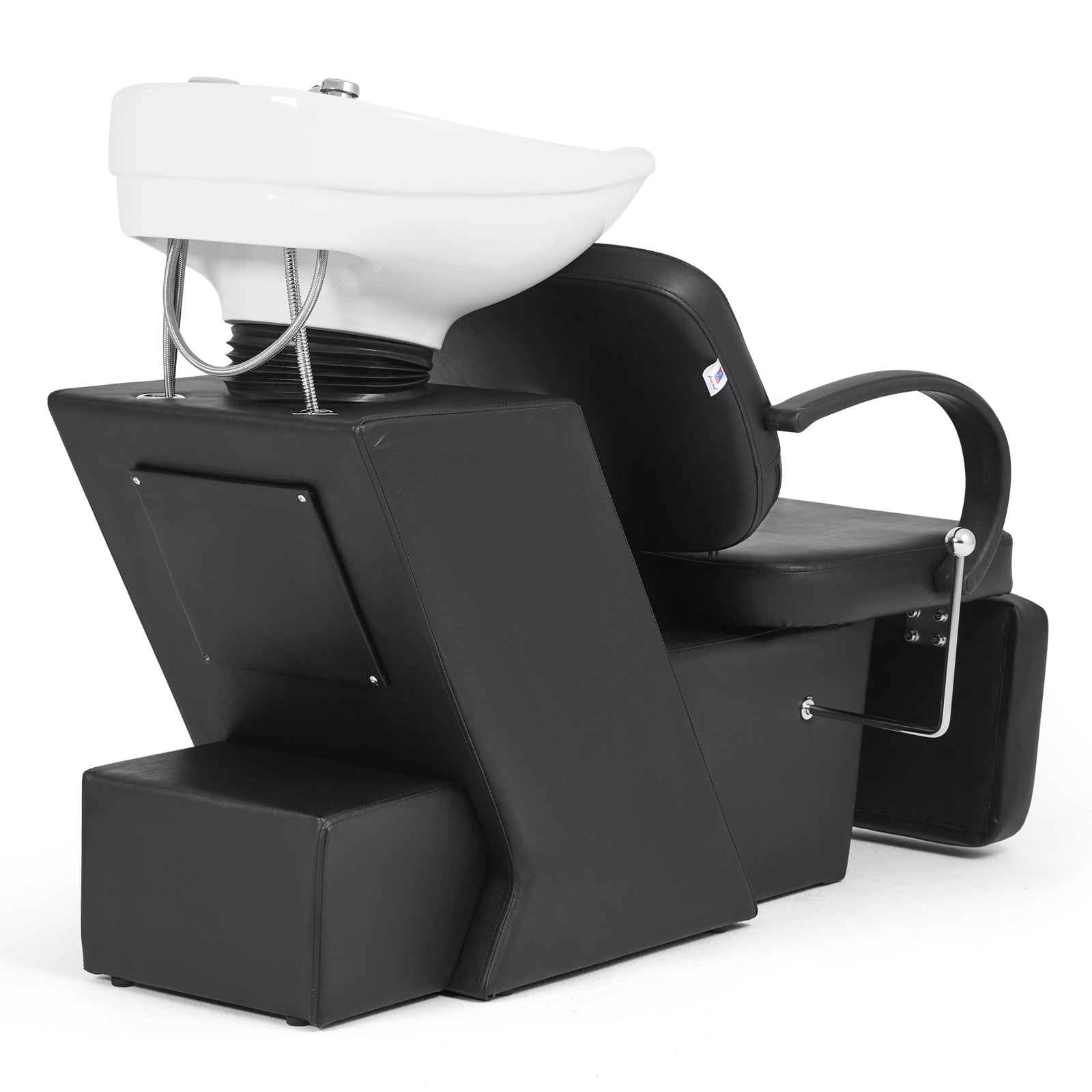 #1902 Artist Hand Shampoo Bowl, 47" Ceramic Bowl Chair Adjustable Backwash Shampoo Station Footrest Salon Equipment(White Bowl)