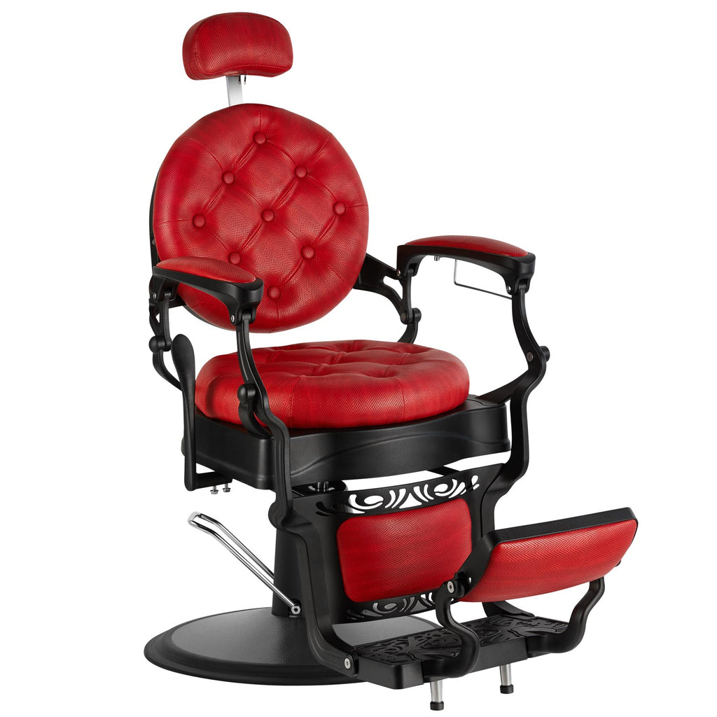 #5152 Retro Barber Chair Heavy Duty Vintage Barbershop Chair Red