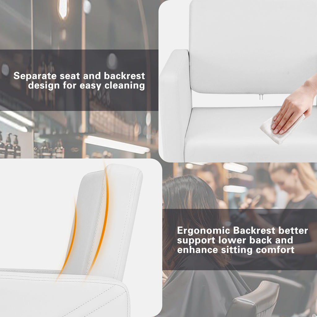 #91000 Hair Salon Chair White, Hydraulic Styling Chair with Heavy Duty Pump, 360 Degree Swivel Barber Chair, Beauty Salon Equipment for Hair Stylist, Max Load 330 Lbs