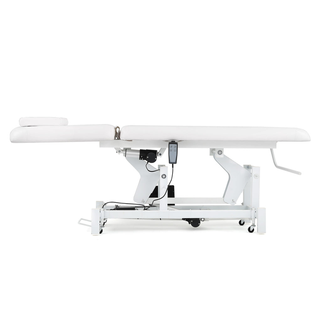 #2010 Electrical Facial Bed for Esthetician 110V Removable Massage Table 2 Motor Beauty Bed Medical Aesthetic Tattoo Chair with Adjustments, Hand/Foot-Operated,White