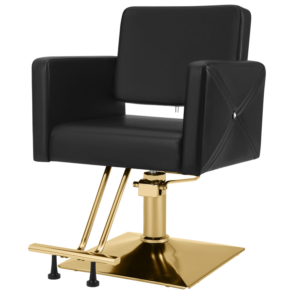 #5237 Hair Salon Chair Black and Gold, Hydraulic Styling Chair with Heavy Duty Pump, 360 Degree Swivel Barber Chair, Beauty Salon Equipment for Hair Stylist, Max Load 330 Lbs