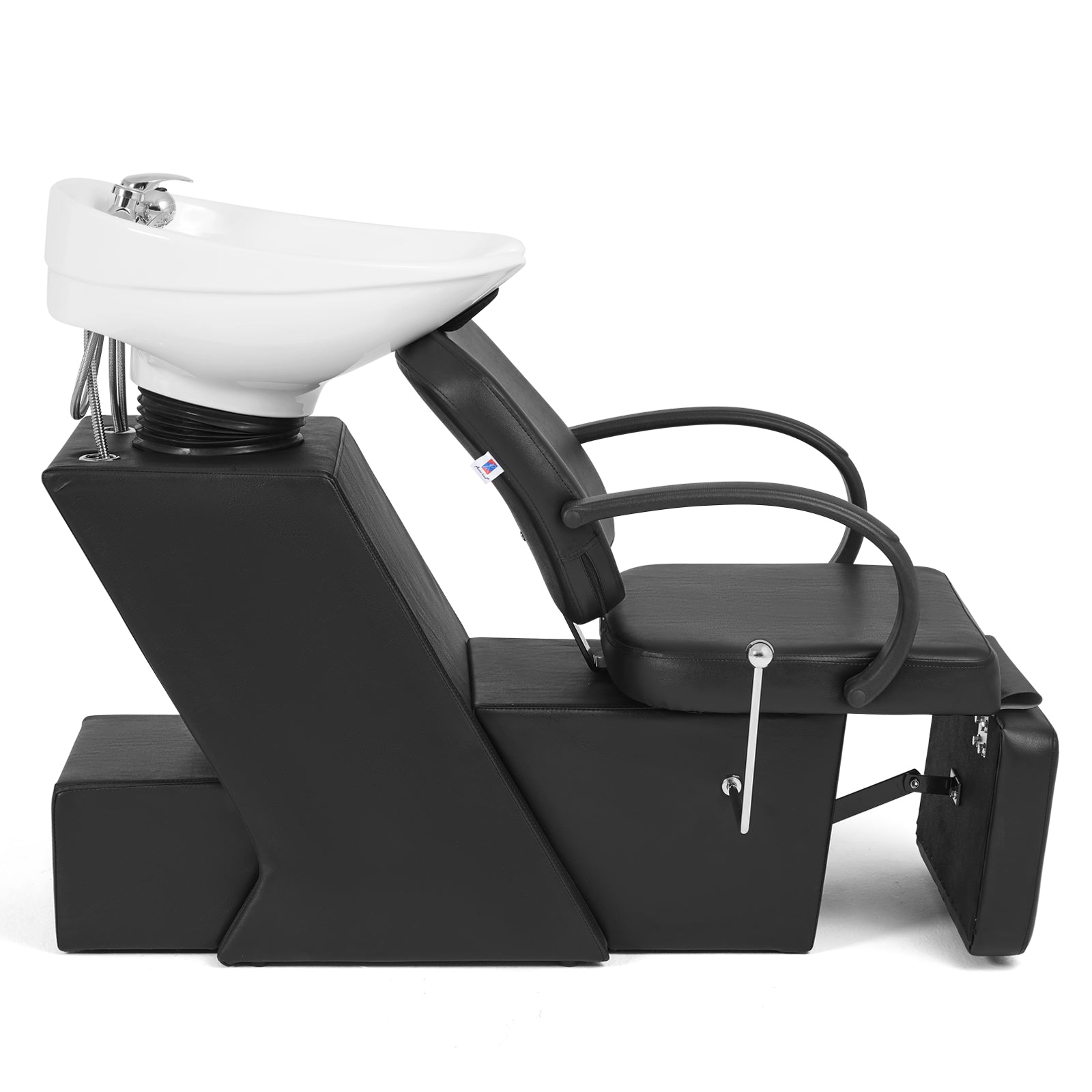 #1902 Artist Hand Shampoo Bowl, 47" Ceramic Bowl Chair Adjustable Backwash Shampoo Station Footrest Salon Equipment(White Bowl)