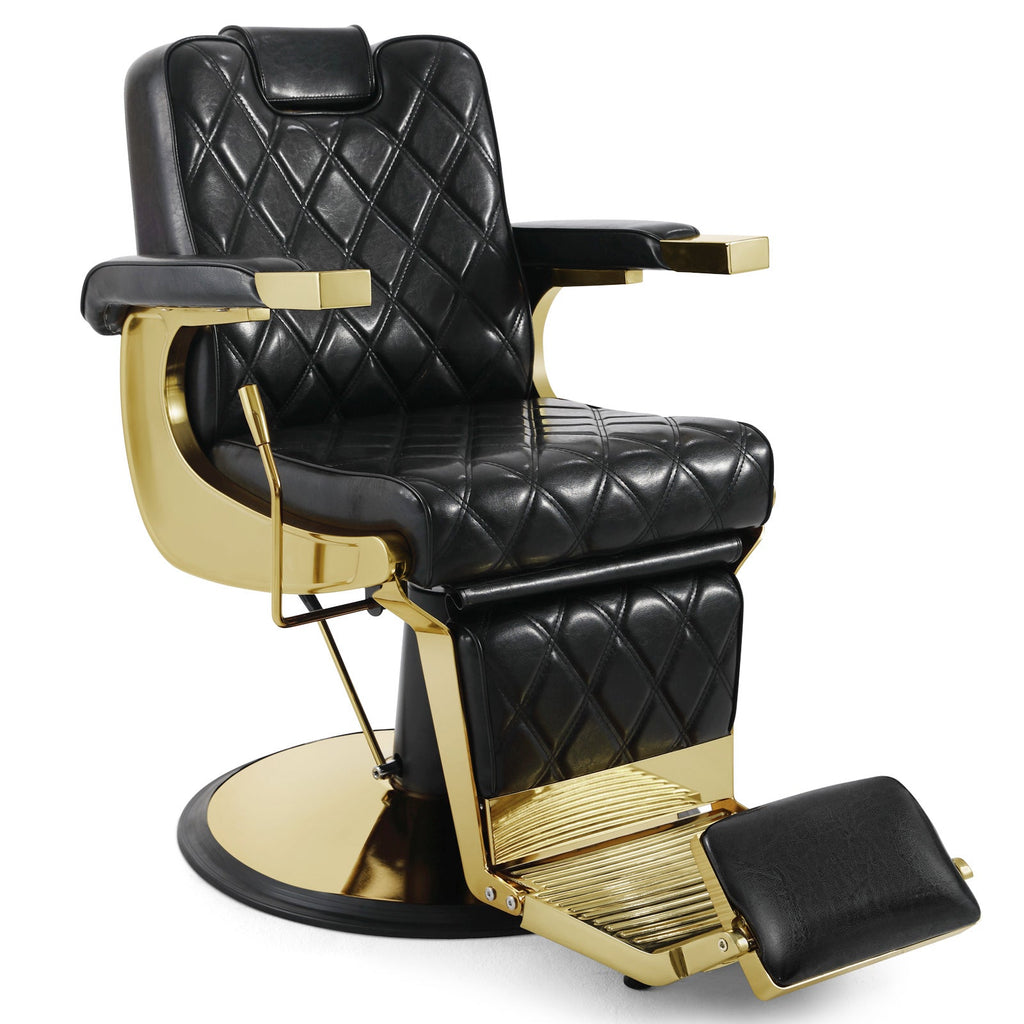 #5636 Prestige Wide Backrest Barber Chair Gold and Black