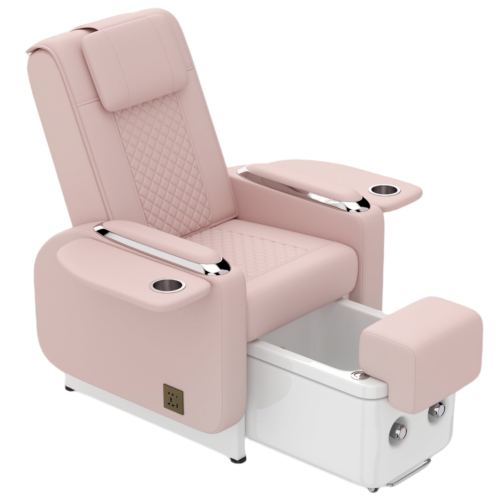 #1483 Spa Chair with Foot Spa Basin, Manicure & Massage Chair, Electric Recline, 4-Head Back Massage, Hot/Cold Water Controls, LED Light & Jet Tub, Fast Drain Pump, Pull-Out Bowl