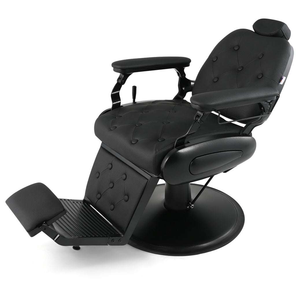 #5079 Barber Chair, Barber Chairs Professional, Vintage Barber Chair Style, Reclining Hydraulic Salon Chair, Locking Recline & 360?? Swivel, Heavy-Duty Round Base, PU Leather Barbershop