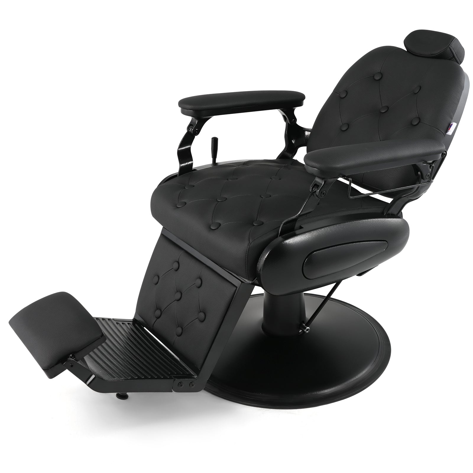 #5079 Barber Chair, Barber Chairs Professional, Vintage Barber Chair Style, Reclining Hydraulic Salon Chair, Locking Recline & 360?? Swivel, Heavy-Duty Round Base, PU Leather Barbershop