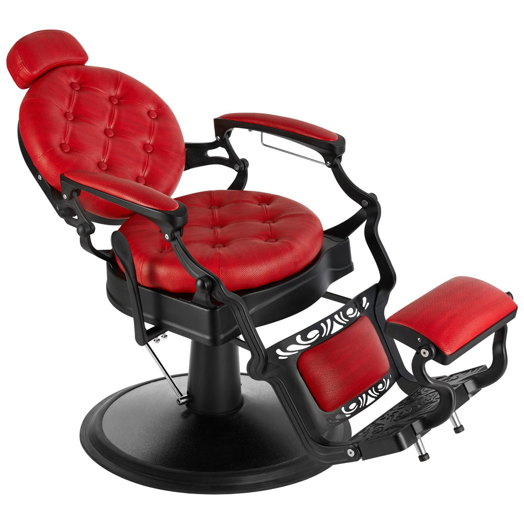 #5152 Retro Barber Chair Heavy Duty Vintage Barbershop Chair Red