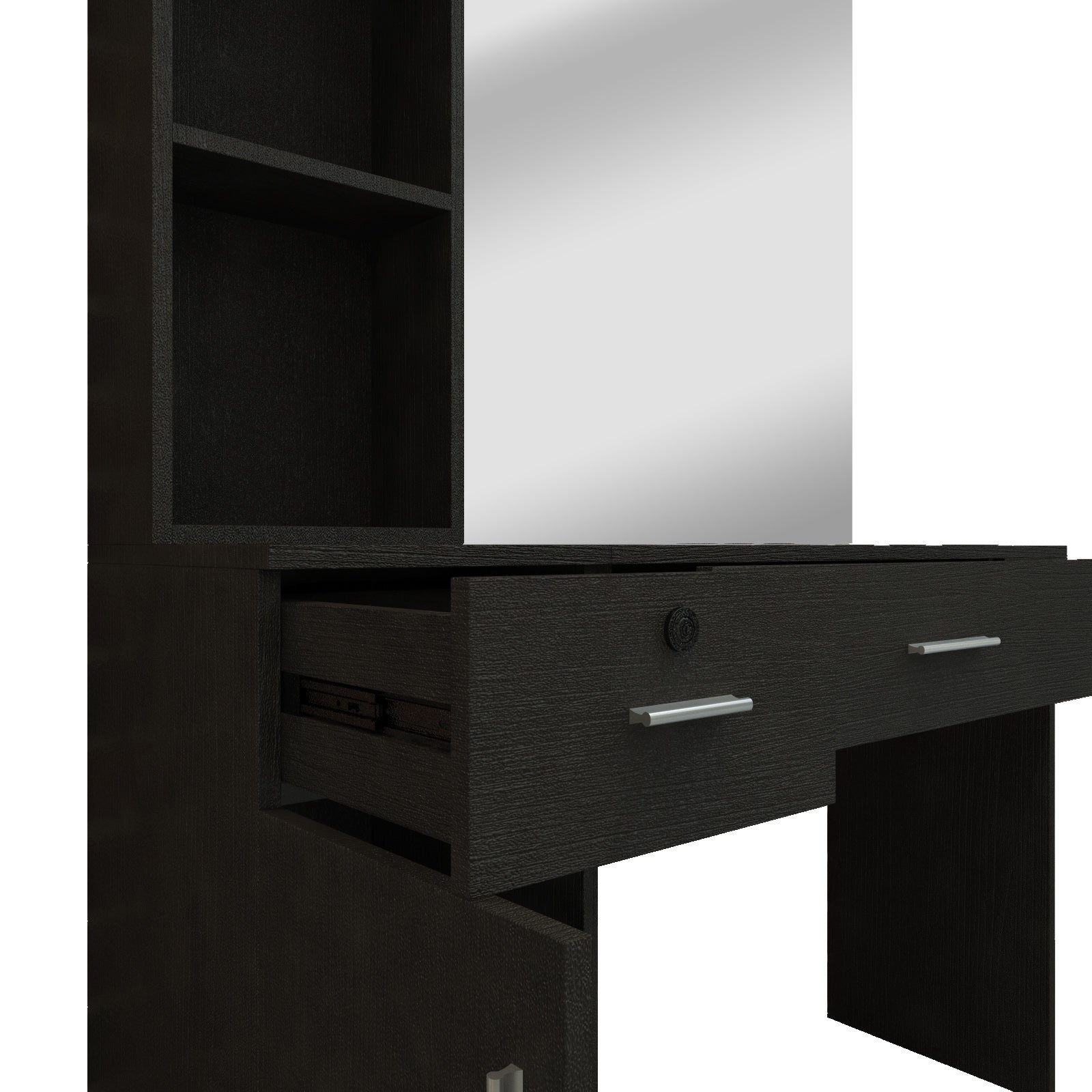 #101921 Wall Mount Salon Station Barber Stations Styling Station Barber Beauty Spa Salon Equipment Set with Mirror,Left Shelf