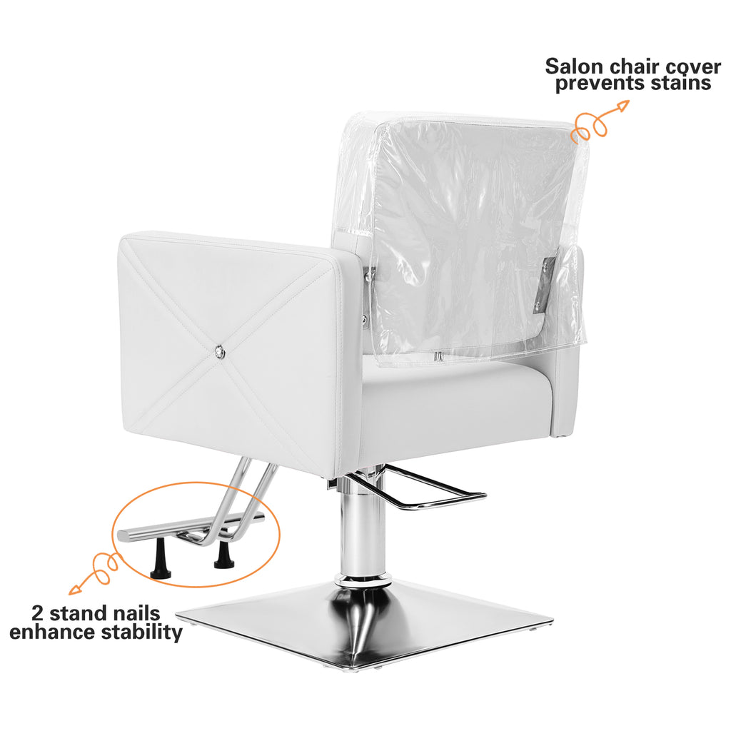#91000 Hair Salon Chair White, Hydraulic Styling Chair with Heavy Duty Pump, 360 Degree Swivel Barber Chair, Beauty Salon Equipment for Hair Stylist, Max Load 330 Lbs