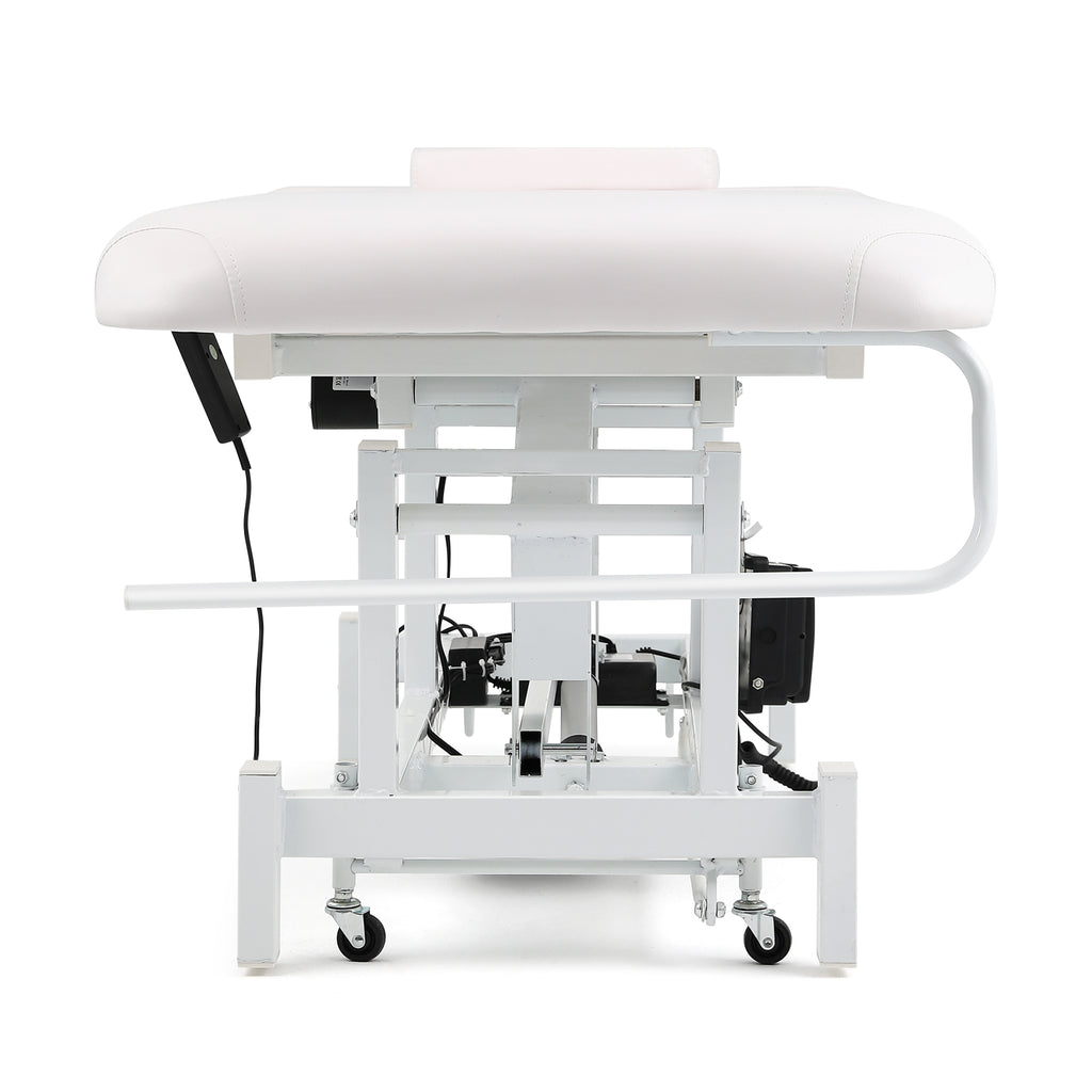 #2010 Electrical Facial Bed for Esthetician 110V Removable Massage Table 2 Motor Beauty Bed Medical Aesthetic Tattoo Chair with Adjustments, Hand/Foot-Operated,White