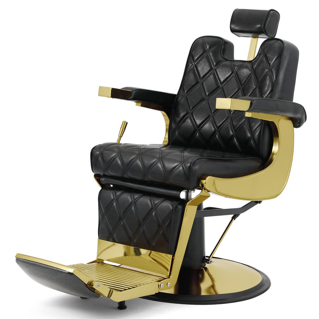 #5636 Prestige Wide Backrest Barber Chair Gold and Black