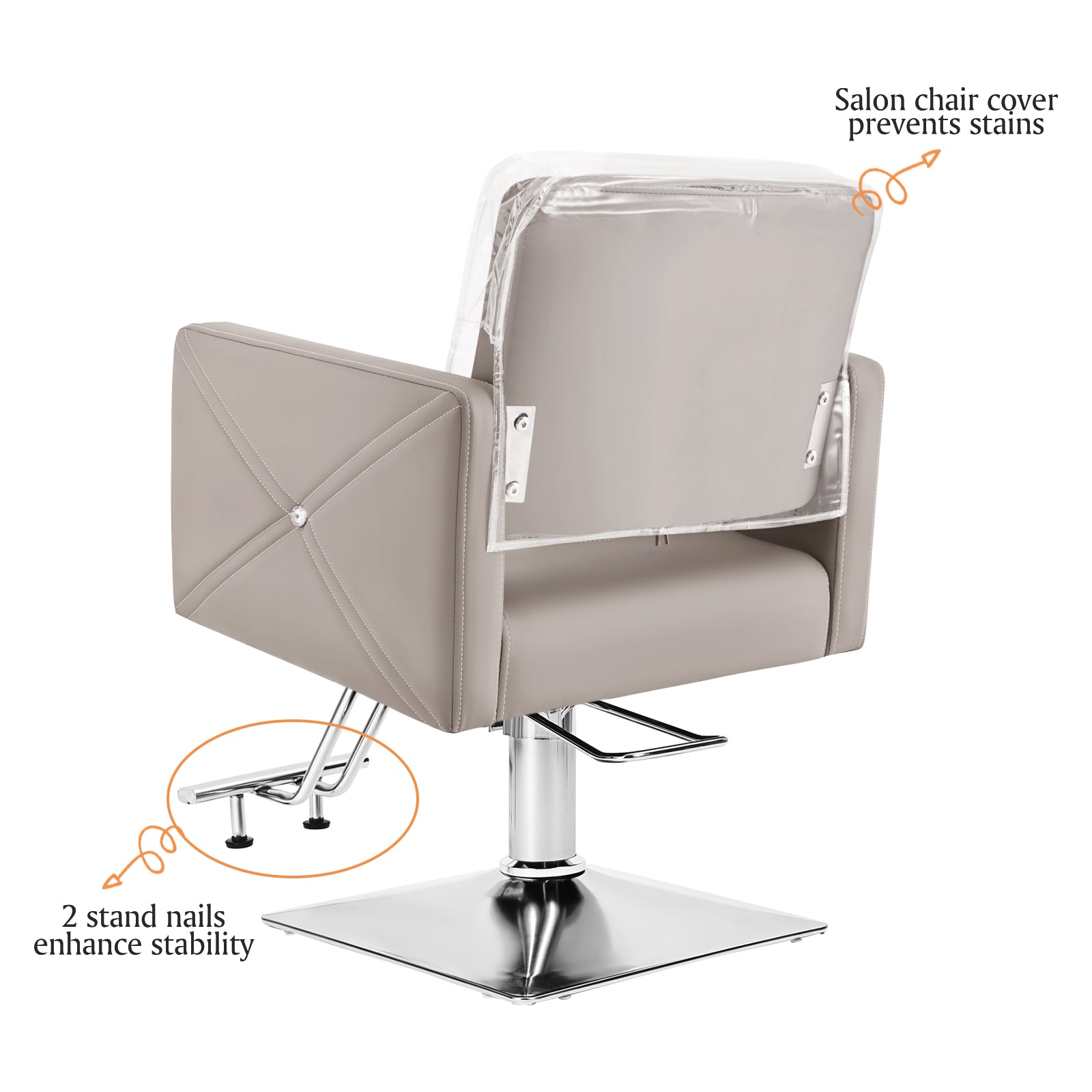 #5737 Gray Salon Chair for Hair Stylist with Back Cover, Hydraulic Hair Chair 360 Swivel Barber Chair, Beauty Salon Equipment for Hair Stylist Women, Max Load Weight 330 Lbs