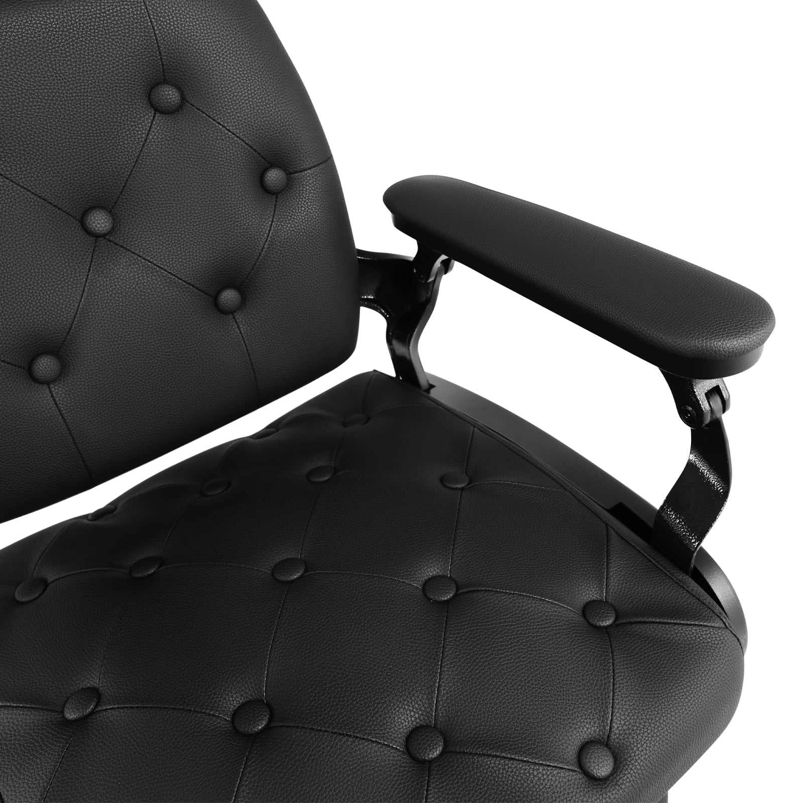 #5079 Barber Chair, Barber Chairs Professional, Vintage Barber Chair Style, Reclining Hydraulic Salon Chair, Locking Recline & 360?? Swivel, Heavy-Duty Round Base, PU Leather Barbershop