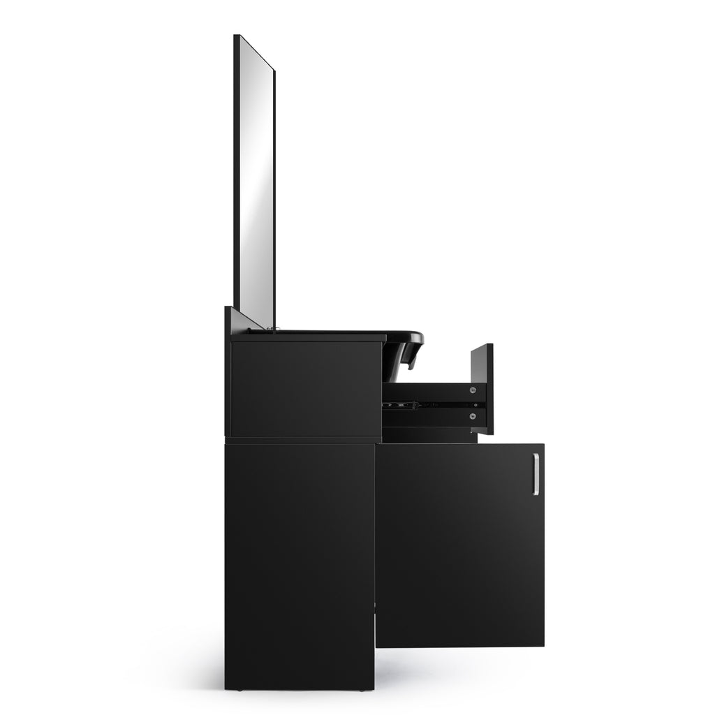 #10104 Shampoo Bowls for Salons with Mirror, Shampoo Stations for Salons All in One Backwash Sink with USB, 110V Outlets, Hair Dryer Holes and P Trap, Salon Equipment