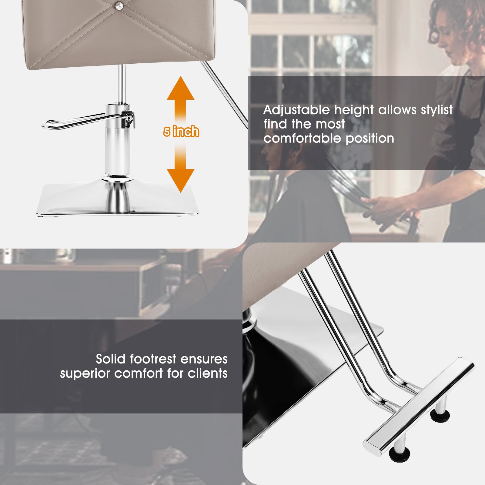 #5737 Gray Salon Chair for Hair Stylist with Back Cover, Hydraulic Hair Chair 360 Swivel Barber Chair, Beauty Salon Equipment for Hair Stylist Women, Max Load Weight 330 Lbs