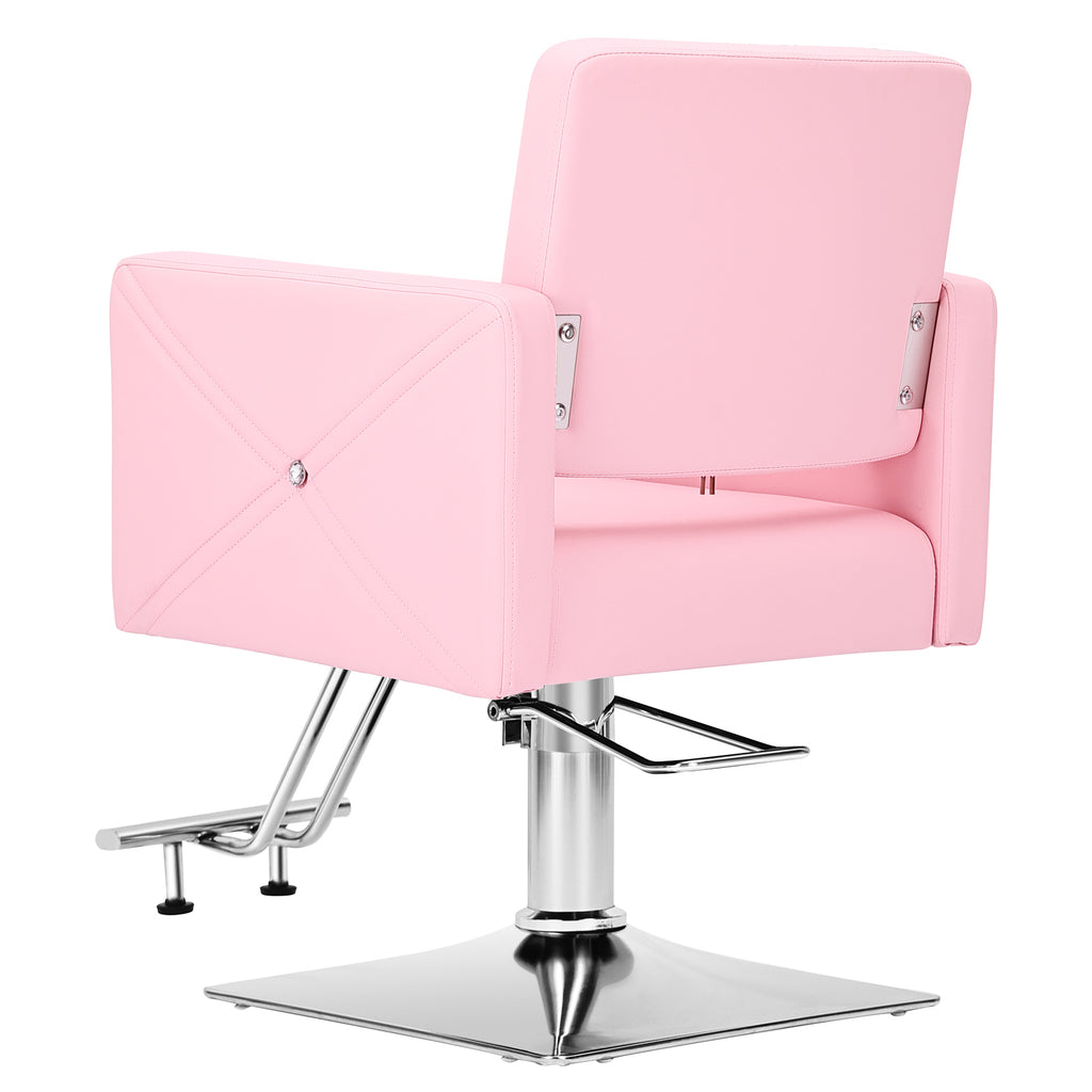 #5437 Pink Salon Chair for Hair Stylist with Back Cover, Hydraulic Hair Chair 360 Swivel Barber Chair, Beauty Salon Equipment for Hair Stylist Women, Max Load Weight 330 Lbs