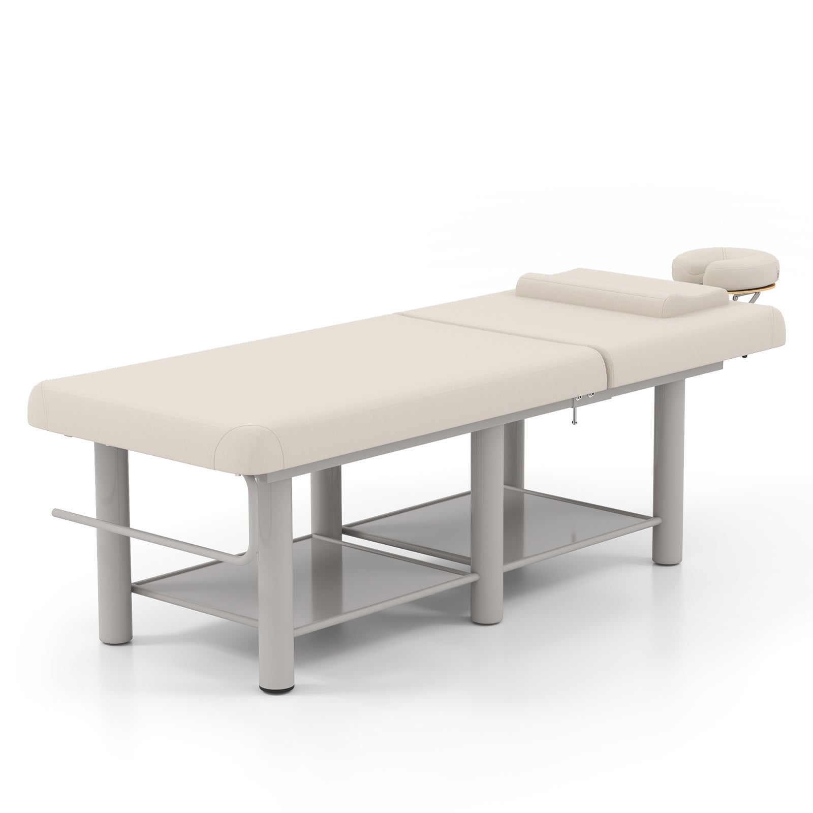 #7822 Heavy Duty Wide Stationary Massage Table Metal Frame PU Leather Spa Facial Professional Adjustable Massage Bed with Open-Chest & Headrest for Treatment Physical Therapy Tatoo Salon Equipment
