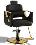 #2614 Barber Salon Chairs, Reclining Salon Chair for Hair Stylist, Hair Salon Chair with Heavy Duty Hydraulic Pump, 360 Degree Swivel Adjustable Height for Barbershop, Beauty Salon Equipment, Black Gold