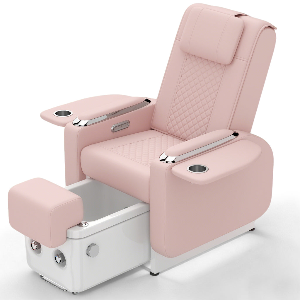 #1483 Spa Chair with Foot Spa Basin, Manicure & Massage Chair, Electric Recline, 4-Head Back Massage, Hot/Cold Water Controls, LED Light & Jet Tub, Fast Drain Pump, Pull-Out Bowl