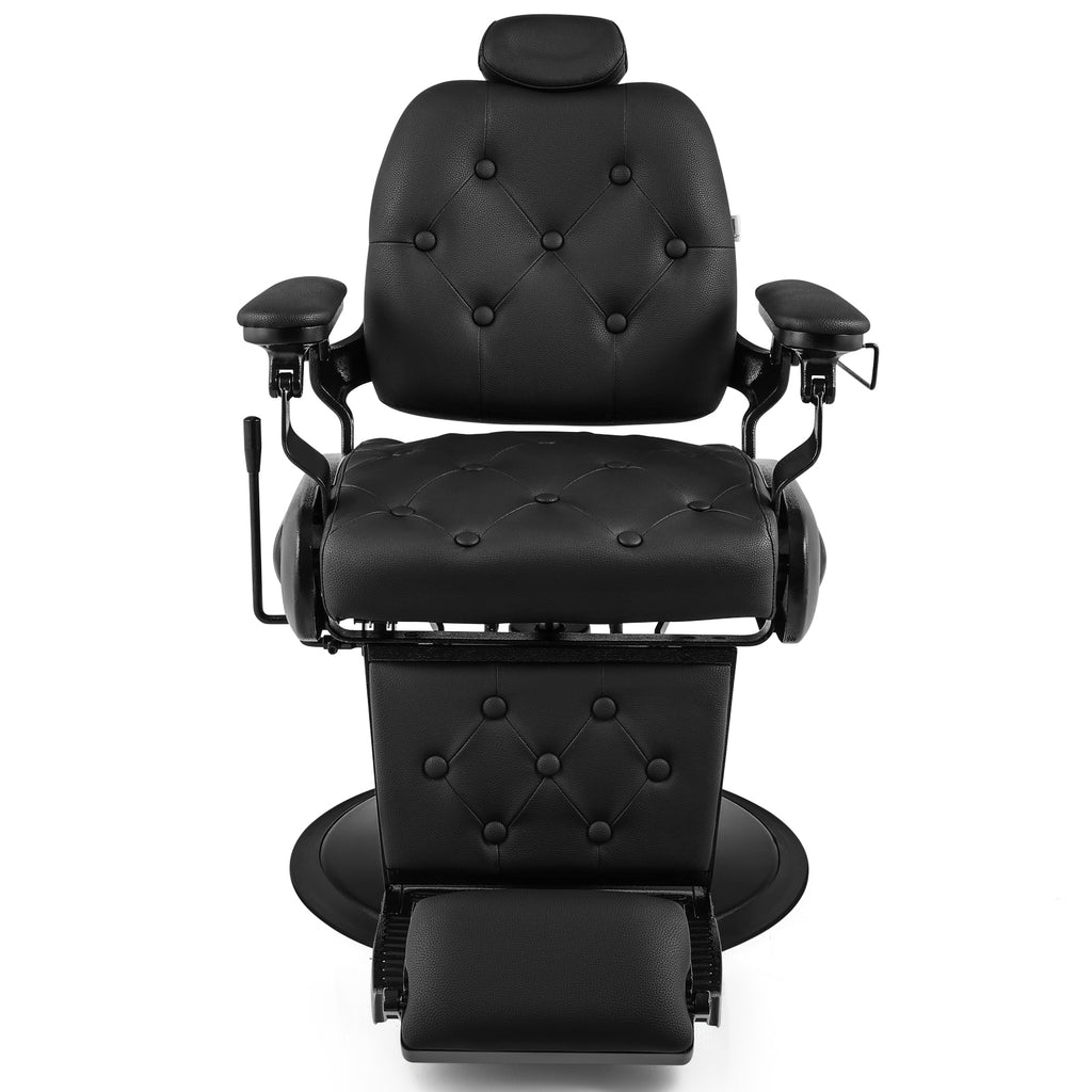 #5079 Barber Chair, Barber Chairs Professional, Vintage Barber Chair Style, Reclining Hydraulic Salon Chair, Locking Recline & 360?? Swivel, Heavy-Duty Round Base, PU Leather Barbershop