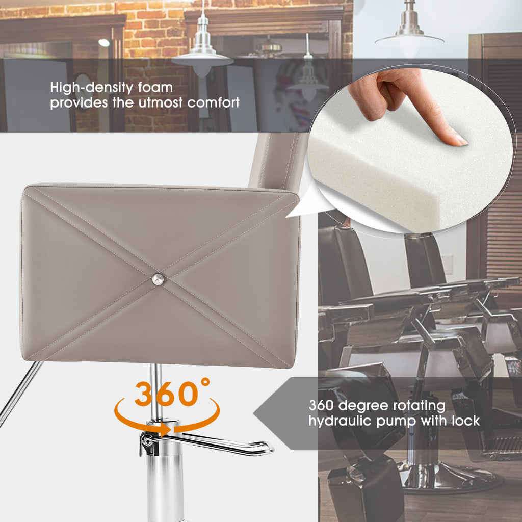 #5737 Gray Salon Chair for Hair Stylist with Back Cover, Hydraulic Hair Chair 360 Swivel Barber Chair, Beauty Salon Equipment for Hair Stylist Women, Max Load Weight 330 Lbs