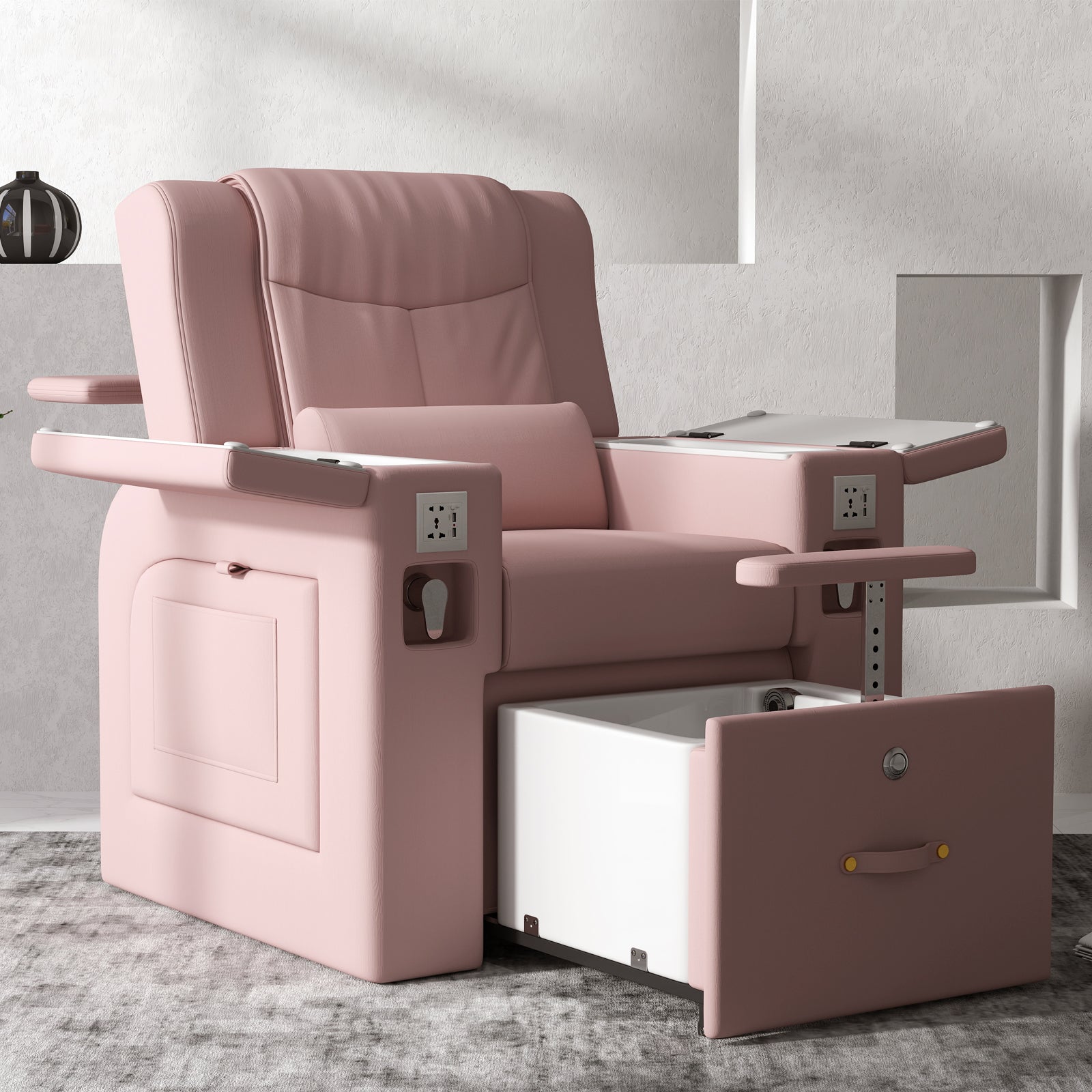 #1481 Artist hand Pedicure Spa Chair, Massage Chair, with Smart Foot Bathtub, Hand Wash, Salon Chairs for Manicure, Foot Bath