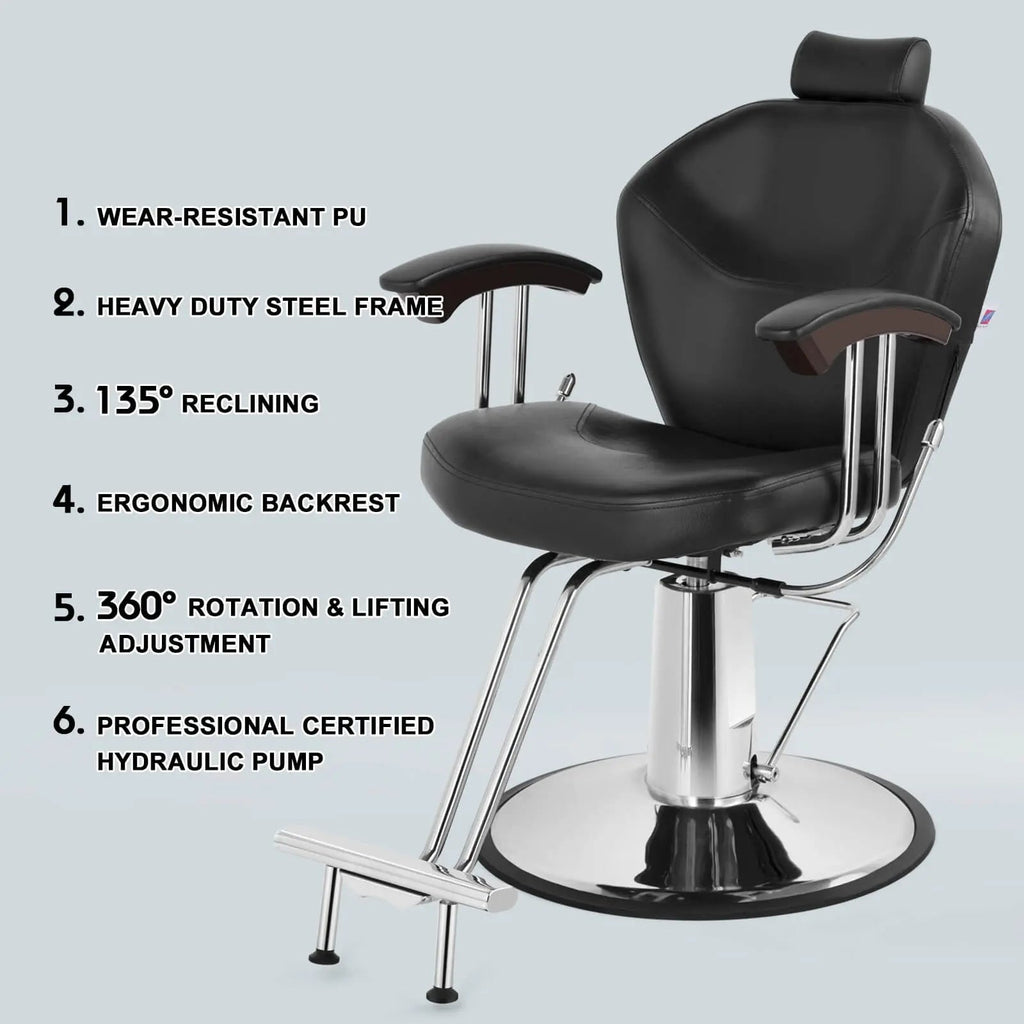 #5002 All Purpose Chairs for Barbershop Barber Chair Reclining, Both Sides Levers for Left-handed Artist hand