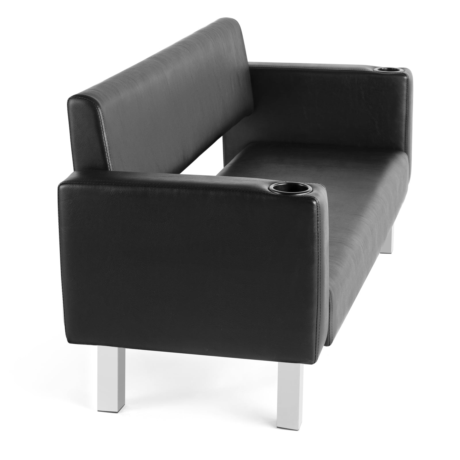 #1003 Office Reception Chairs Waiting Room Bench Guest Chairs, Leather Bench 60.6'' Conference Room Chairs with 2 Cup Holder Office Wating Chair