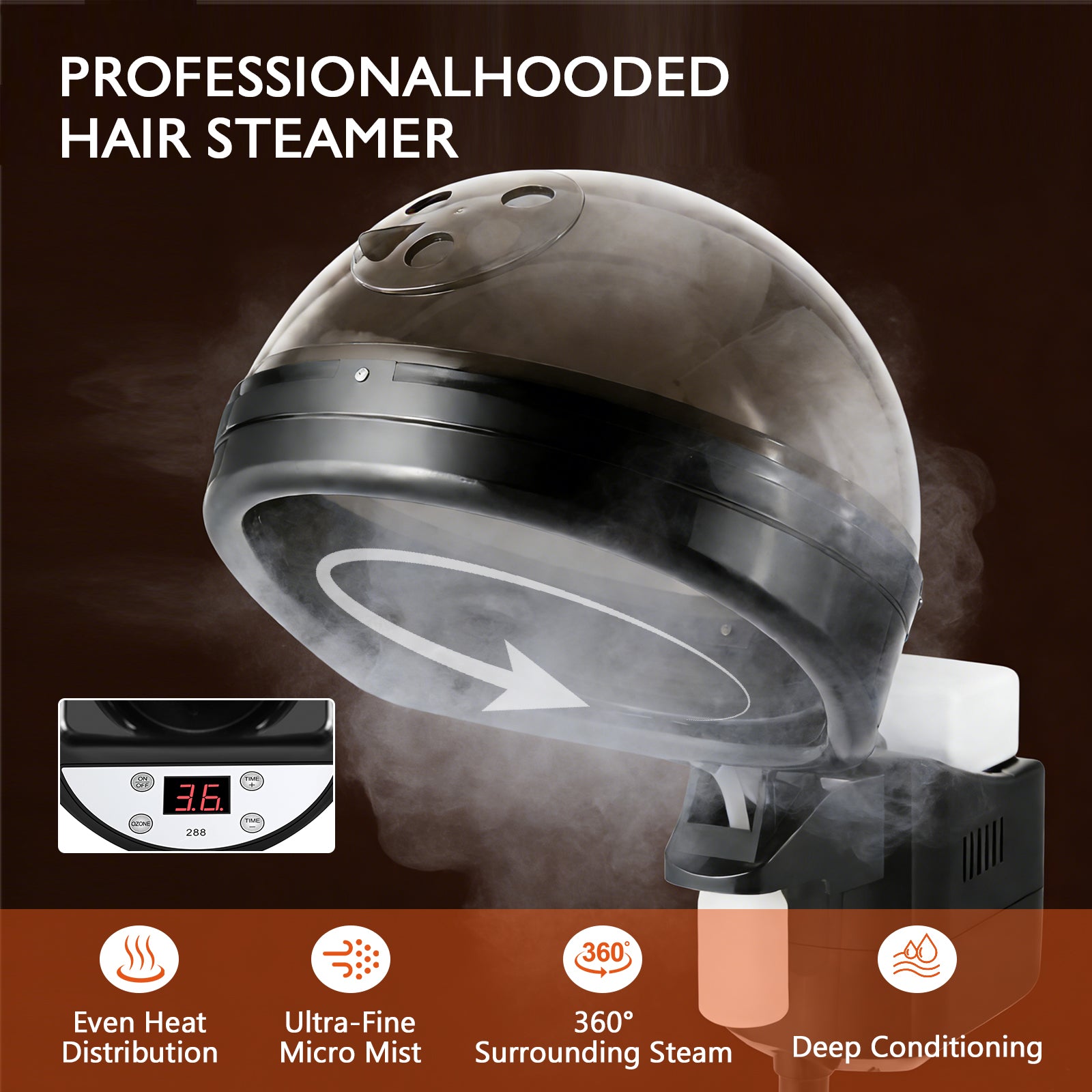 #4024 Professional Hair Steamer for Deep Conditioning, Standing Hair Steamer with Timer, Adjustable Height Steamer for Hair Beauty Salon Home Use