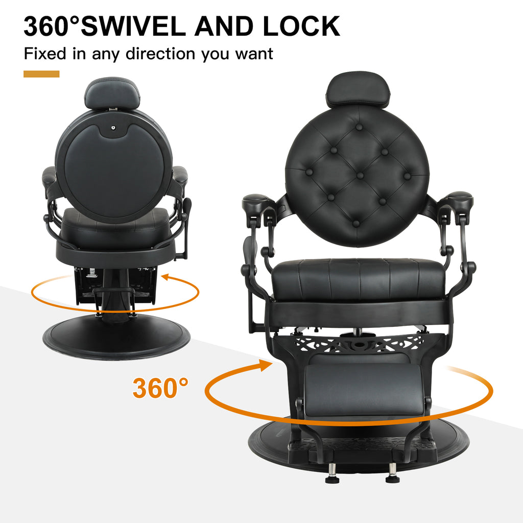 #5064 Retro Barber Chair Heavy Duty Barber Chairs Vintage Salon Chair Hydraulic Recline Chair Square Cushioning Beauty Spa Styling Equipment