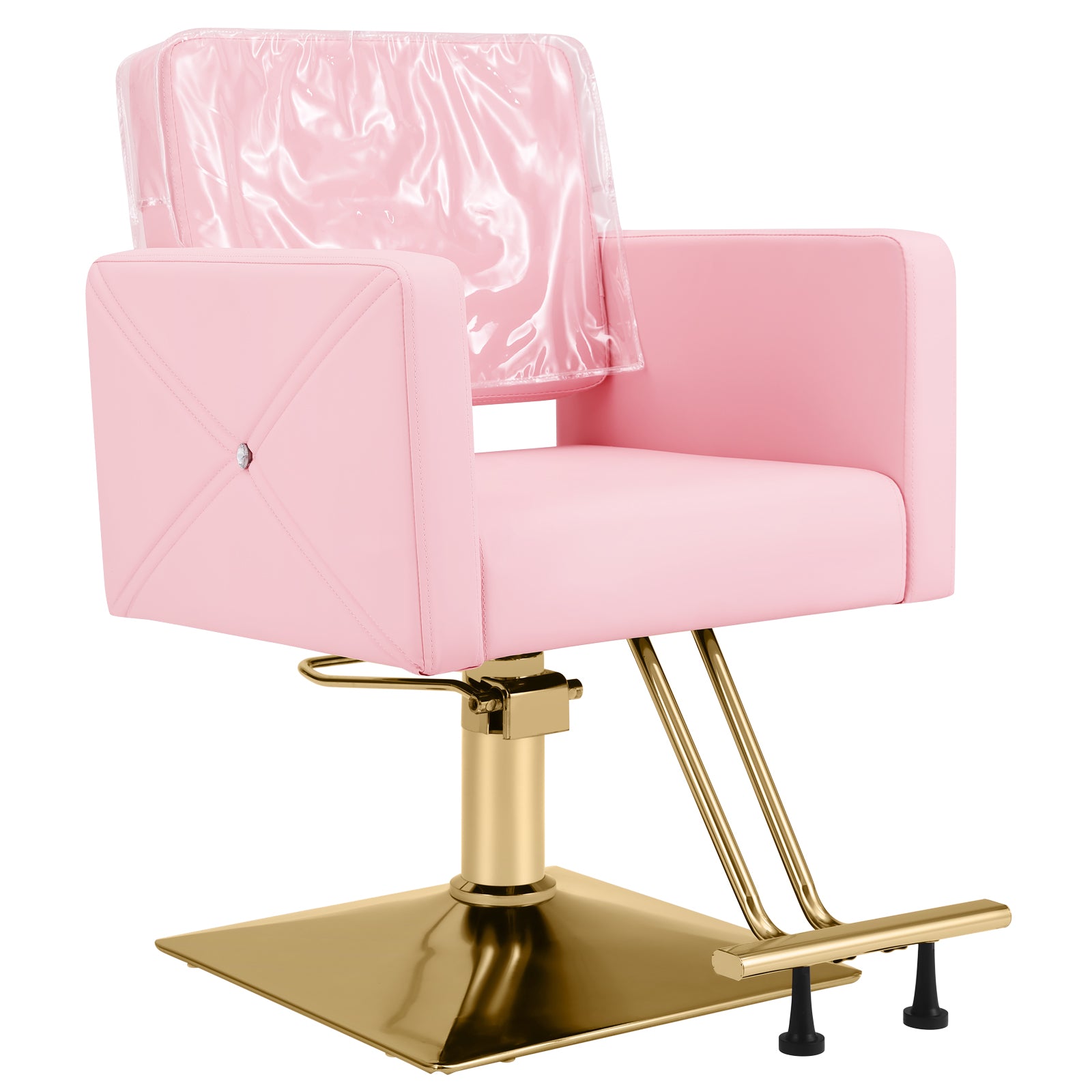 #5537 Hair Salon Chair Pink and Gold, Hydraulic Styling Chair with Heavy Duty Pump, 360 Degree Swivel Barber Chair, Beauty Salon Equipment for Hair Stylist, Max Load 330 Lbs