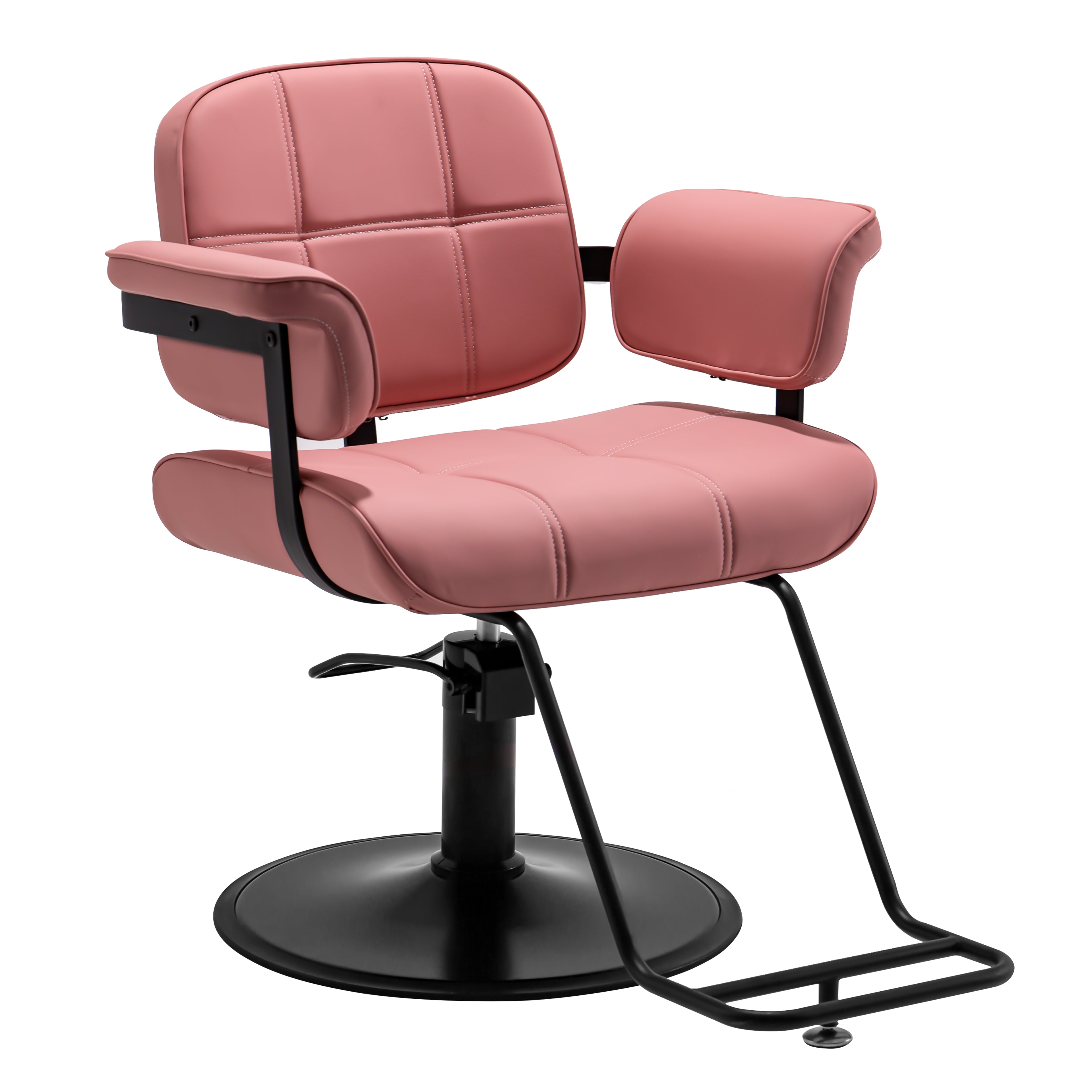 #2420 Barber Salon Chair, Extra Wide Hair Styling Chair with Heavy Duty Hydraulic Pump, 360?? Swivel Height Adjustable Braiding Design, Luxury Beauty Salon and Barbershop Equipment, Pink
